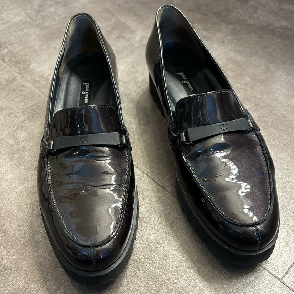 Paul Green Patent Leather Lug Sole Loafers